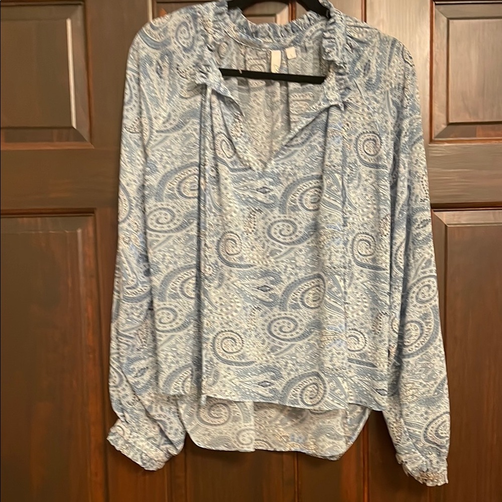 Paisley Blue Women's Top, Large, sheer
